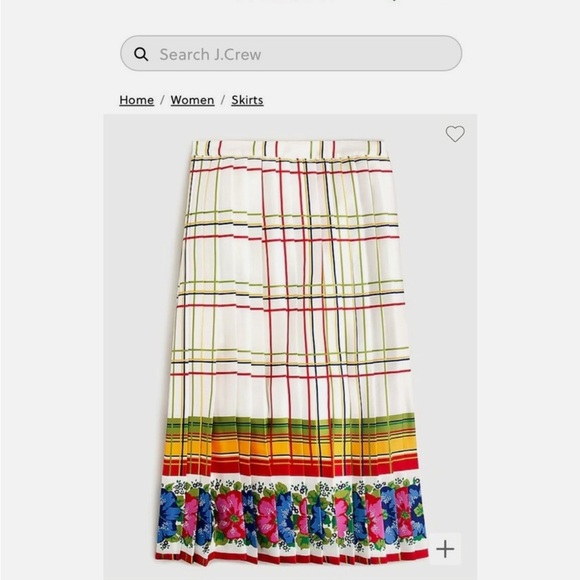 J Crew Pleated midi skirt with floral border NWT - Size 2 - Picture 3 of 7